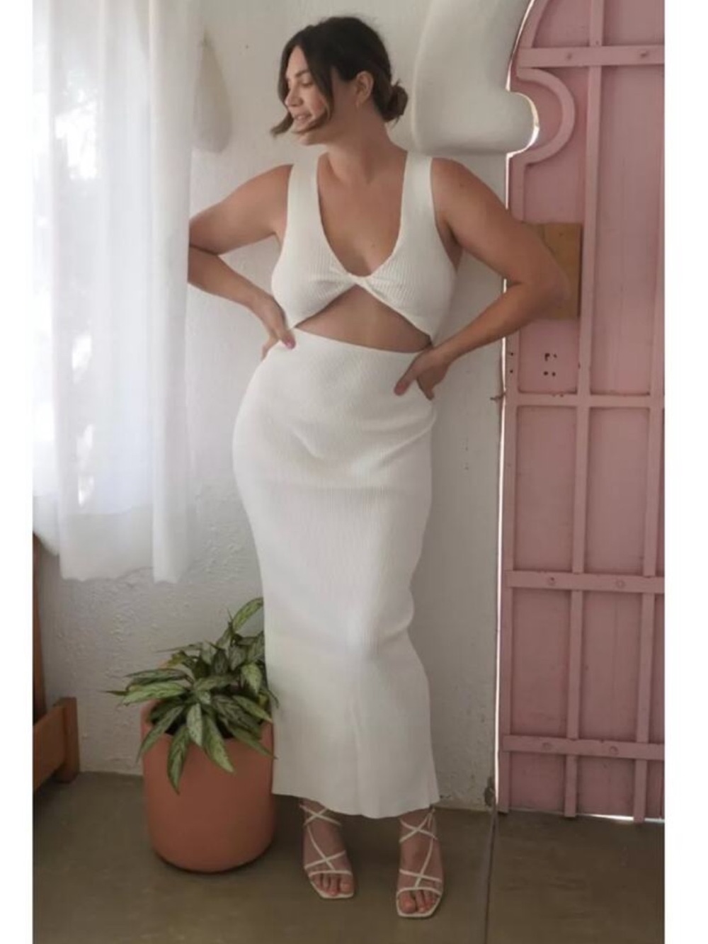 MESHKI Kaesha Knit Maxi Dress – White